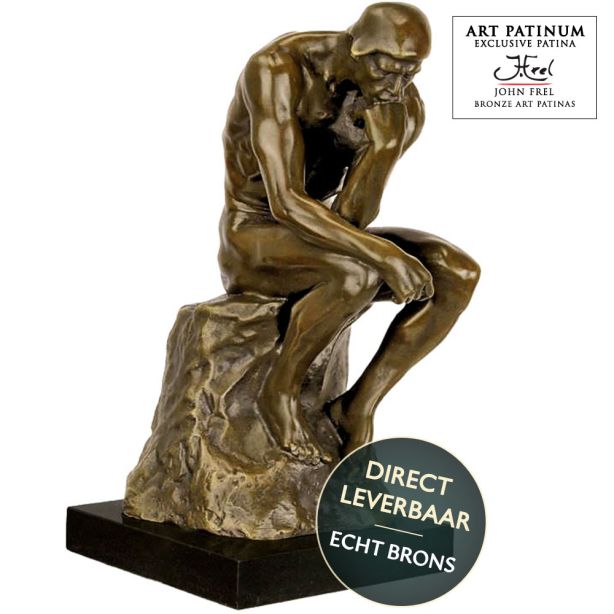 De Denker bronzen beeld op marmeren sokkel art Unica brons collectie 