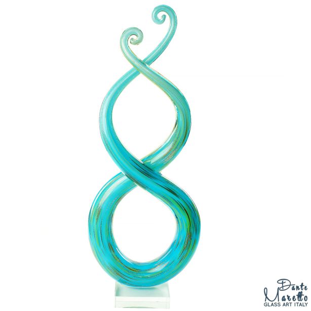 Glassculptuur Verbonden 43 cm Art Unica Blauw Groen