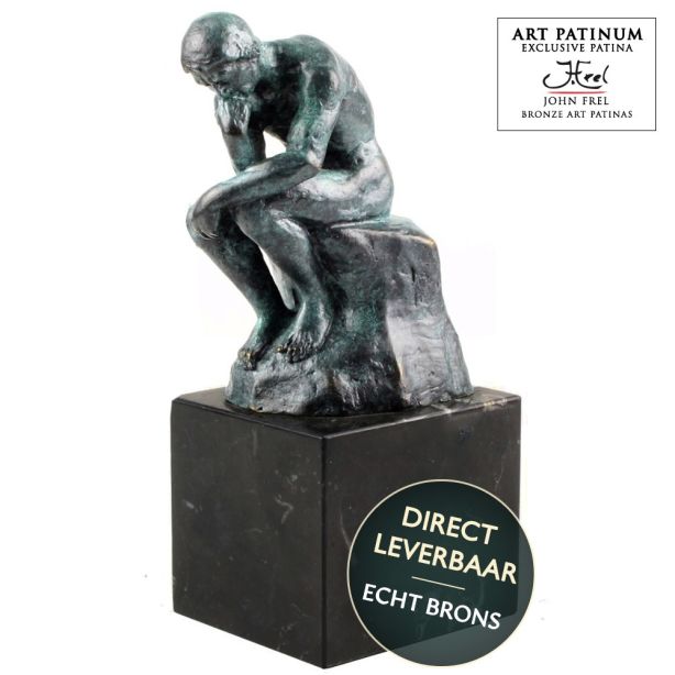 De Denker bronzen beeld unieke groene patina Art Unica Brons Collectie