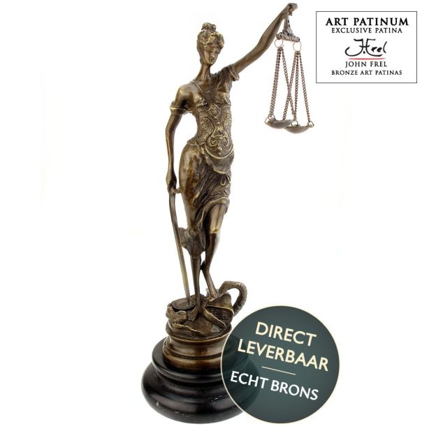 Vrouwe Justitia bronzen beeld 23cm Art Unica brons collectie