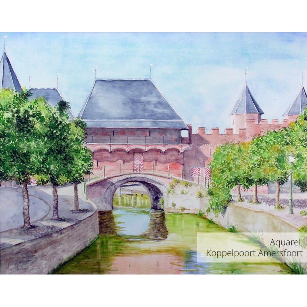 Schilderij Amersfoort Koppelpoort vanaf Grote Spui Amersfoort Art Unica Galerie voor Bereikbare Kunst Amersfoort