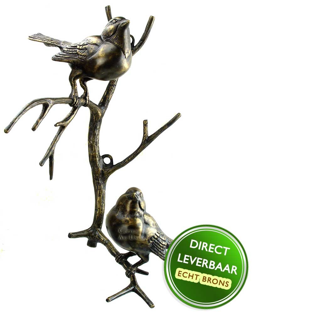 Ontslag Wanten kern Vogels op tak wandbevestiging echt brons Art Unica