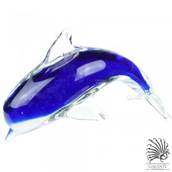 Dolfijn beeldje glas blauw wit
