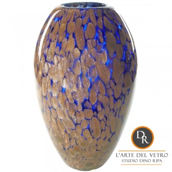 Como Italianse glaskunst vaas blauw met goud