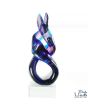 Glassculptuur Verbinding blauw violet 15cm Art Unica 