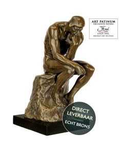 De Denker bronzen beeld op marmeren sokkel art Unica brons collectie 