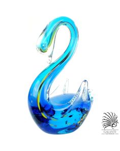 Zwaan beeldje glas blauw