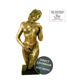 Elegance Bronzen beeld elegante naakte vrouw 60cm bruin Art Unica